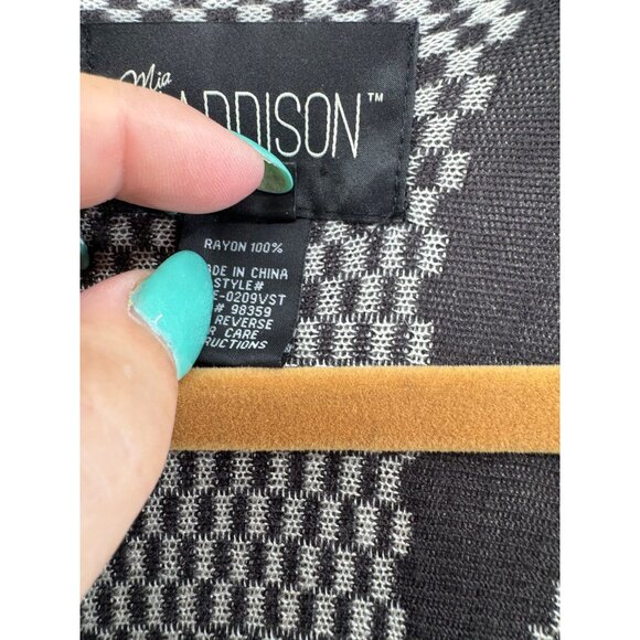 Mia Maddison Sleeveless Open Front Striped & Diamond Patterned Cardigan Size L - Picture 4 of 6